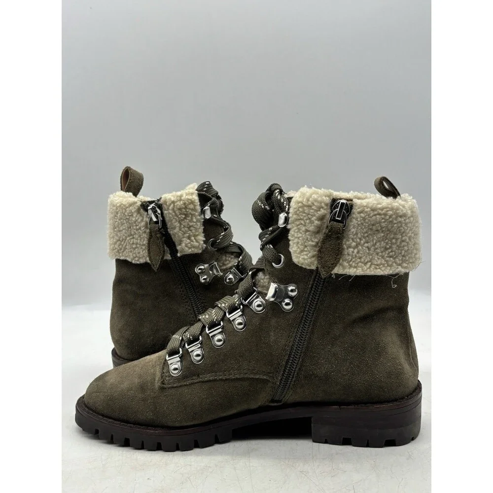 Rebecca Minkoff Jaylin Olive Green Combat Boots Leather Fur Lined Women’s Sz 6 M